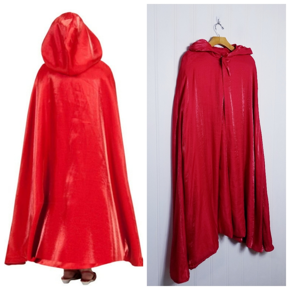 Princess Paradise Cape Girls M 8 Red Riding Hood Halloween Costume Cloak Red Bow